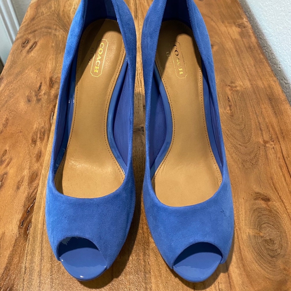 Coach Blue Pumps Leather Heels Shoes 9 - Excellent Condition
